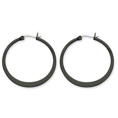 Black IP plated 34mm Hoop Earrings - Stainless Steel SRE415 by Chisel, MPN: SRE415, 886774039404