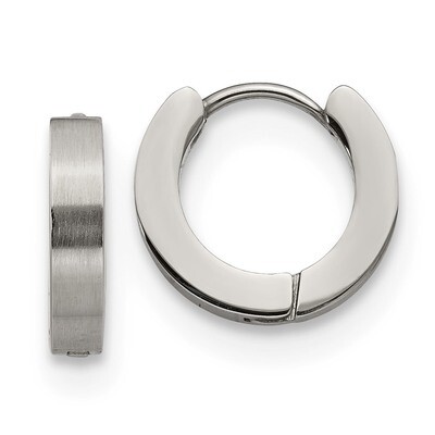3.0mm Hinged Hoop Earrings Stainless Steel Brushed and Polished SRE1223 by Chisel, MPN: SRE1223, 19…