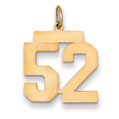 Number 52 Charm 14k Gold Medium Polished LM52, MPN: LM52, 883957134895