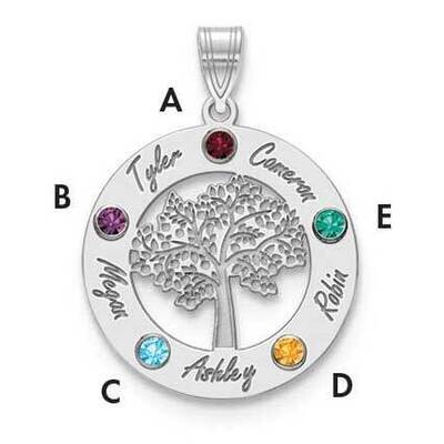 5 Name Cutout Circle Charm with Birthstones Sterling Silver Rhodium-plated XNA882/5SS, MPN: XNA882/…
