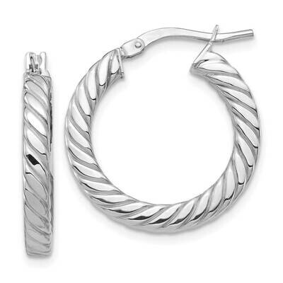 Twisted 3mm Hoop Earrings 14k White Gold Polished TF1391W, MPN: TF1391W, 191101986949