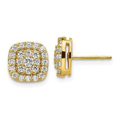 Si1/Si2, G H I, Squared Halo Post Earrings 14k Gold Lab Grown Diamond EM9127-088-YLG, MPN: EM9127-0…