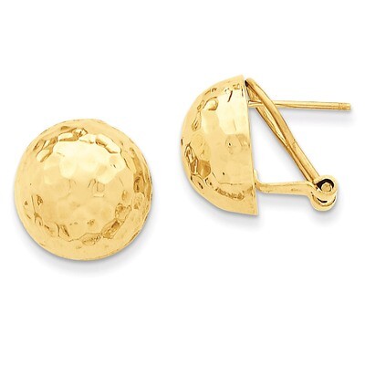 Hammered Omega Back Post Earrings 14k Gold TF204, MPN: TF204, 658226125900