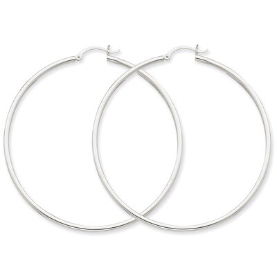 2mm Round Hoop Earrings 14k White Gold T835, MPN: T835, 191101371936