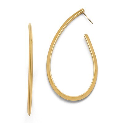 Polished Yellow IP-plated Post Hoop Earrings - Stainless Steel SRE842 by Chisel, MPN: SRE842, 19110…