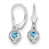 5mm Heart Blue Topaz Leverback Earrings Sterling Silver QE2046BT, MPN: QE2046BT, 883957226958