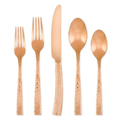 Hampton Forge Paris Hammered Copper Titan 18/10 20 Piece Flatware Set EFB89C20QT, MPN: EFB89C20QT, …