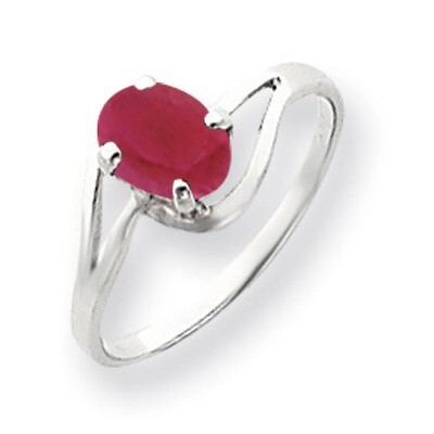 Created Ruby Ring 14k white Gold 7x5mm Oval Y4643CR, MPN: Y4643CR, 883957566023