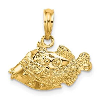 Polished Engraved Fish Charm 14k Gold 2-D K7422, MPN: K7422, 637218011056