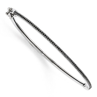 Hinged Bangle Sterling Silver &amp; Cubic Zirconia Polished QMP1195, MPN: QMP1195, 191101468452