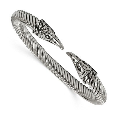 Eagle Cuff Bangle Stainless Steel Antiqued Polished SRB1765 by Chisel, MPN: SRB1765, 191101644986