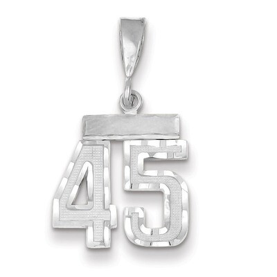 Number 45 Charm Small Diamond -cut 14k white Gold WSN45, MPN: WSN45, 883957114309