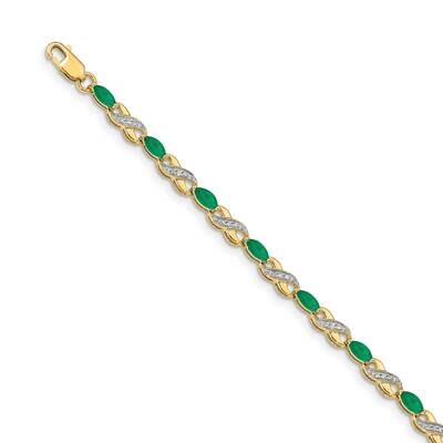 Emerald Bracelet 14k Gold Diamond BM4485-EM-015-YA, MPN: BM4485-EM-015-YA, 883957424842