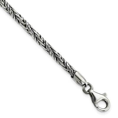 Rope Bracelet Sterling Silver Antiqued Polished QG5722-8, MPN: QG5722-8, 191101770074