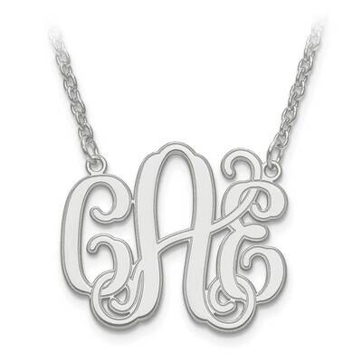 S Laser Polished Etched Outline Monogram with Chain Sterling Silver Rhodium-plated XNA539SS, MPN: X…