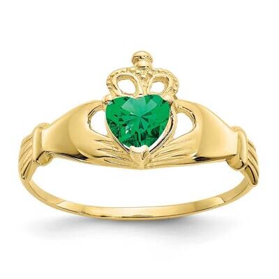 CZ Diamond May Birthstone Claddagh Heart Ring 10k Gold 10D1796, MPN: 10D1796, 191101729201