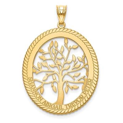 Family Tree Oval Pendant 14k Gold Laser Polished XNA670Y, MPN: XNA670Y,