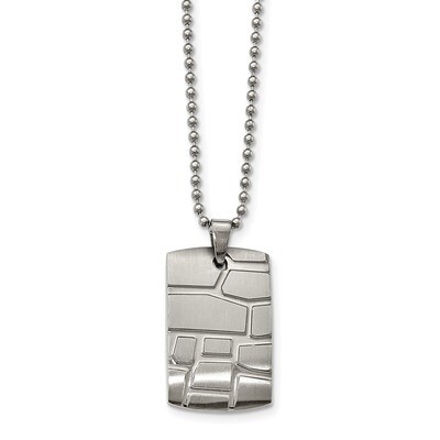 Patterned Dogtag Necklace Stainless Steel Brushed and Polished SRN2122-22 by Chisel, MPN: SRN2122-2…