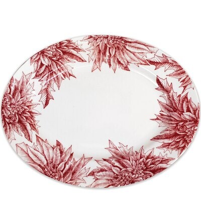 Caskata Poinsettia Large Rimmed Oval Platter Red LOVL-540, MPN: LOVL-540, 816666027066