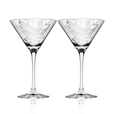 Caskata Lucy Martini Glasses Set of 2 GL-MARTINI-380, MPN: GL-MARTINI-380, 817325010337
