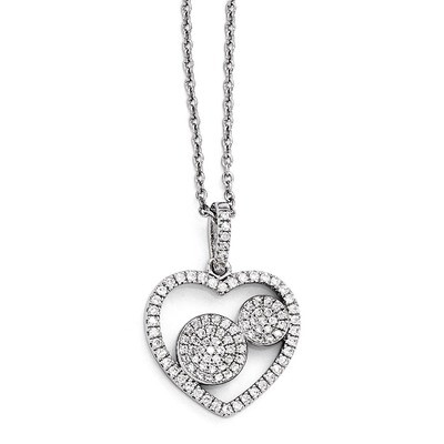 Heart Necklace Sterling Silver &amp; Cubic Zirconia Polished QMP1101-18, MPN: QMP1101-18,