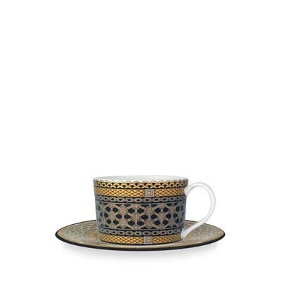 Caskata Hawthorne Onyx Cup &amp; Saucer Gold Blue Platinum HCSL-114, MPN: HCSL-114, 817325017299