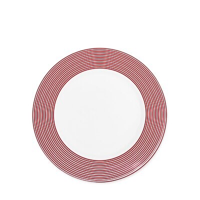 Caskata Newport Stripe Rimmed Salad Crimson SALA-503, MPN: SALA-503, 816666021866