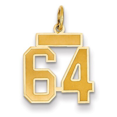Number 64 Charm 14k Gold Small Satin  LSS64, MPN: LSS64, 883957069937