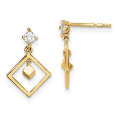 Square Dangle Earrings 14k Gold CZ Diamond SE2982 by Madi K, MPN: SE2982, 191101902215