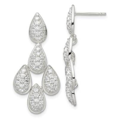 Chandelier Dangle Post Earrings Sterling Silver Cz Diamond QE16246, MPN: QE16246, 196904169735