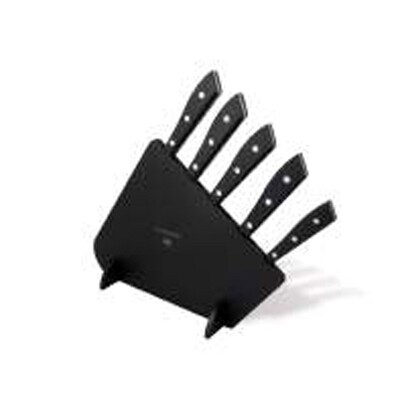 Berti Compendio Set Of 5 Black Lucite Block Knife Black Lucite Handle 7062