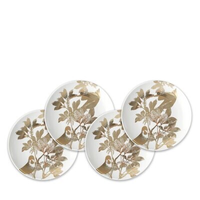 Caskata Arbor Birds Canape Plates Set of 4 Gold CANA-223, MPN: CANA-223, 816666029589