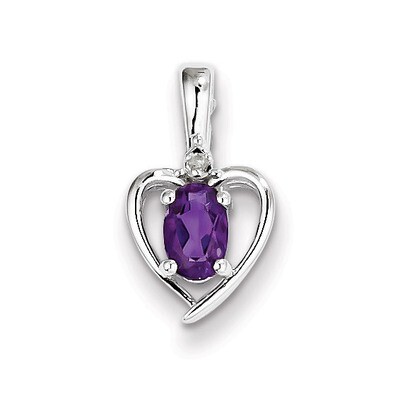 Amethyst &amp; Diamond February Pendant Sterling Silver QBPD19FEB, MPN: QBPD19FEB, 883957542096
