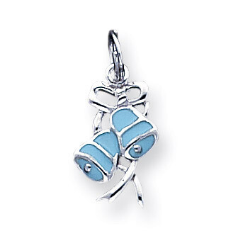 Rhod Enameled Blue Wedding Bells Sterling Silver QC3724