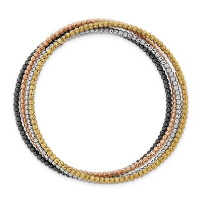 Sterling Silver D/C 4 piece &amp; Color (RH, Y, P, BL) Bangle Set J279982000000