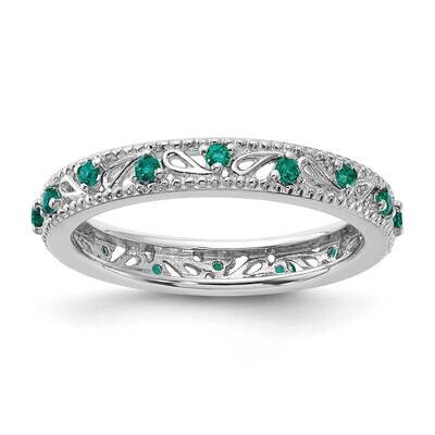 Sterling Silver Stackable Expressions Polished Created Emerald Ring QSK1230-5