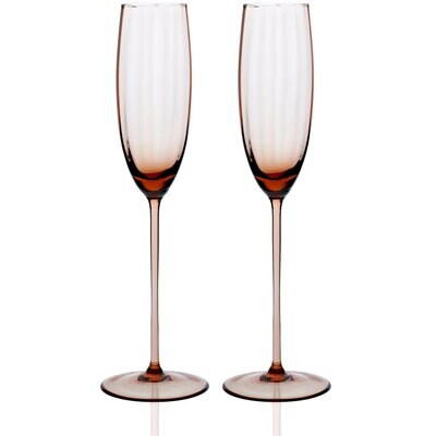 Caskata Quinn Optic Flute Glasses Set of 2 Amber GL-OFLUTE-200, MPN: GL-OFLUTE-200, 817325013864