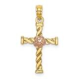 Twisted Cross with Flower Charm 14k Two-tone Gold K9082, MPN: K9082, 637218041329