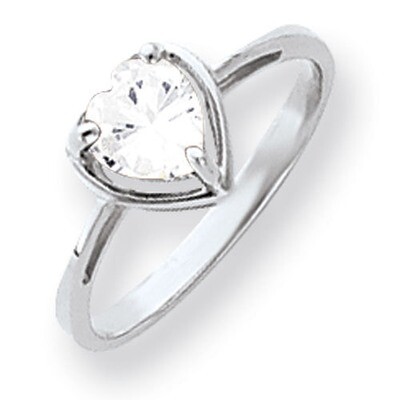 6mm Heart Cubic Zirconia Ring 14k white Gold Y4563CZ Diamond, MPN: Y4563CZ, 883957452111