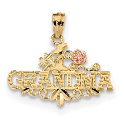 Diamond -cut #1 Grandma with Rose Pendant 14k Two-tone Rose Gold K5902, MPN: K5902, 886774097053