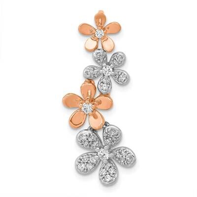 Diamond Four Flower Chain Slide 14k Rose &amp; White Gold PM4041-038-RWA, MPN: PM4041-038-RWA, 88395750…