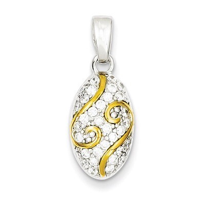 Sterling Silver &amp; Gold Plating Diamond Pendant QP2761