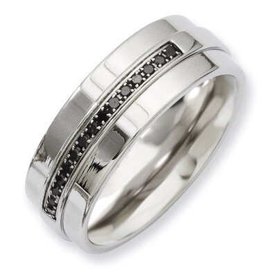 Polished &amp; Black Diamonds 8mm Band - Stainless Steel SR205 by Chisel, MPN: SR205, 886774284132