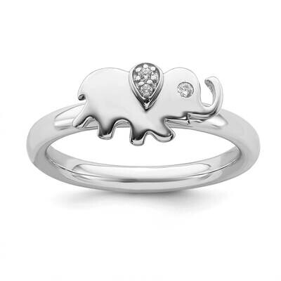 Elephant Diamond Ring Sterling Silver QSK2170, MPN: QSK2170, 191101209093