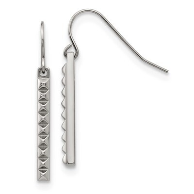 Studded Bar Shepherds Hook Earrings Stainless Steel Polished SRE1282 by Chisel, MPN: SRE1282, 19110…