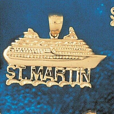 Dazzlers Jewelry Cruise Ship Saint Martin Pendant Necklace Charm Bracelet in Yellow, White or Rose …