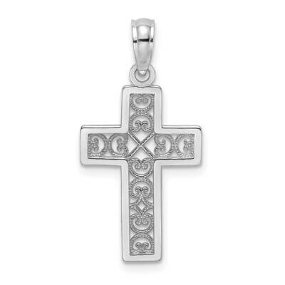 Lace Center Cross Charm 14k White Gold Textured K8504W, MPN: K8504W,