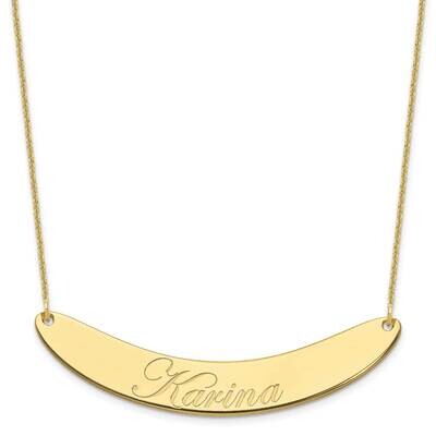 Polished Curved Edwardian Script Bar Necklace 10k Gold Large 10XNA1228Y, MPN: 10XNA1228Y,