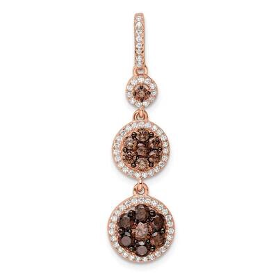 Black Rhodium-Plated CZ Diamond Fancy Dangle Pendant Sterling Silver Rose-Tone QP5604, MPN: QP5604,