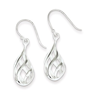 Twist Drop Shepherd Hook Earrings Sterling Silver QE8962, MPN: QE8962, 883957557786